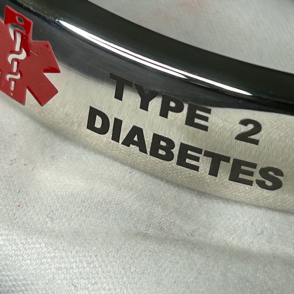 Medical Alert Type 2 Diabetes Steel Bracelet - Picture 11 of 12